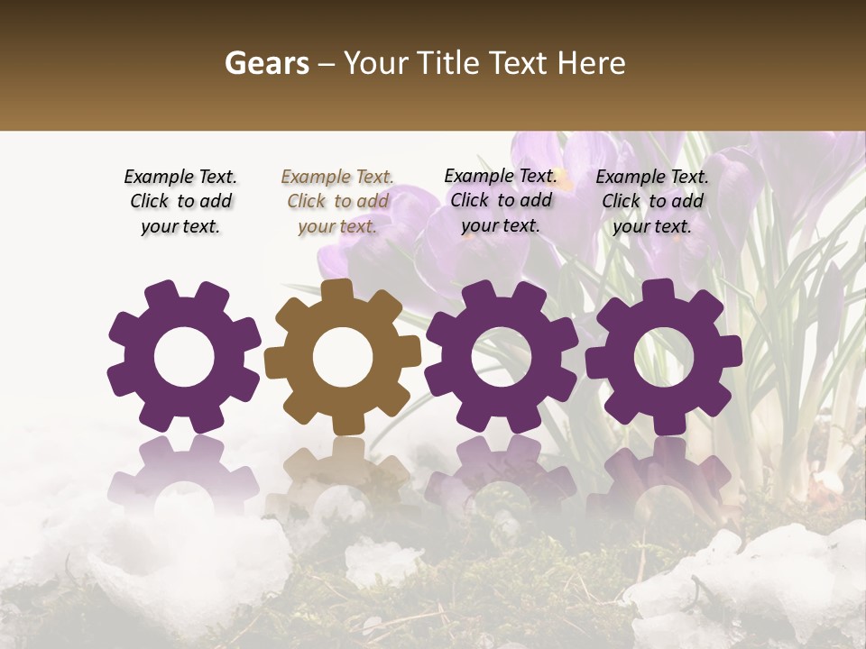 A Group Of Purple Flowers Sitting On Top Of Snow Covered Ground PowerPoint Template