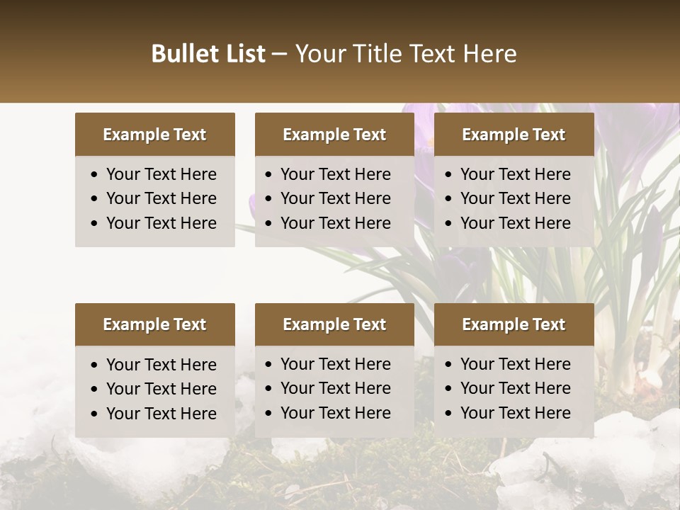 A Group Of Purple Flowers Sitting On Top Of Snow Covered Ground PowerPoint Template