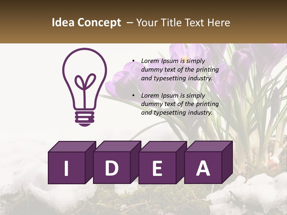 A Group Of Purple Flowers Sitting On Top Of Snow Covered Ground PowerPoint Template