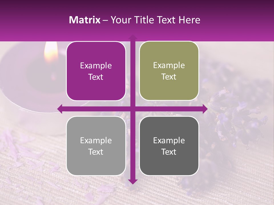A Purple Candle And Some Lavender Flowers On A Table PowerPoint Template