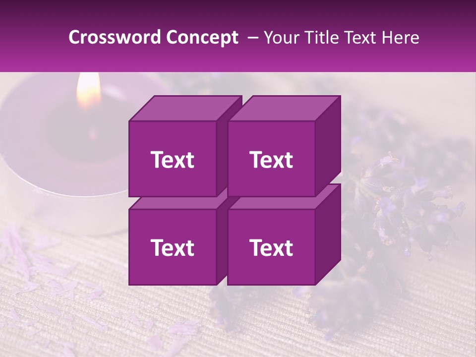 A Purple Candle And Some Lavender Flowers On A Table PowerPoint Template