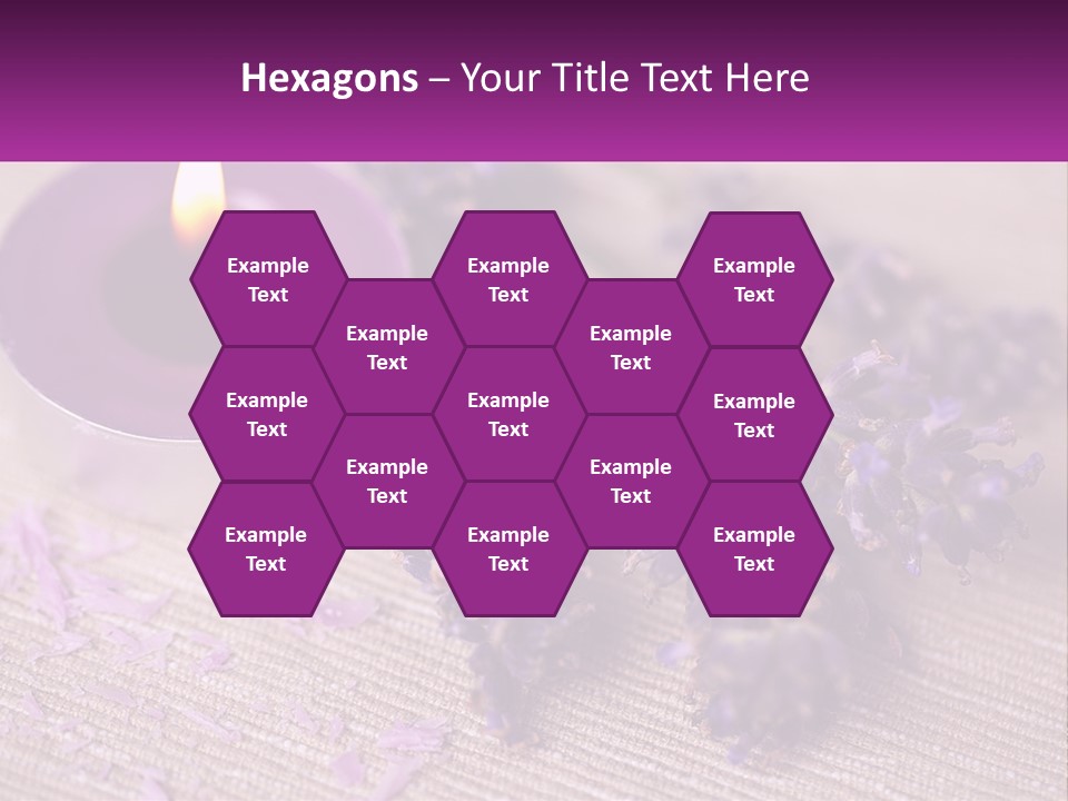 A Purple Candle And Some Lavender Flowers On A Table PowerPoint Template