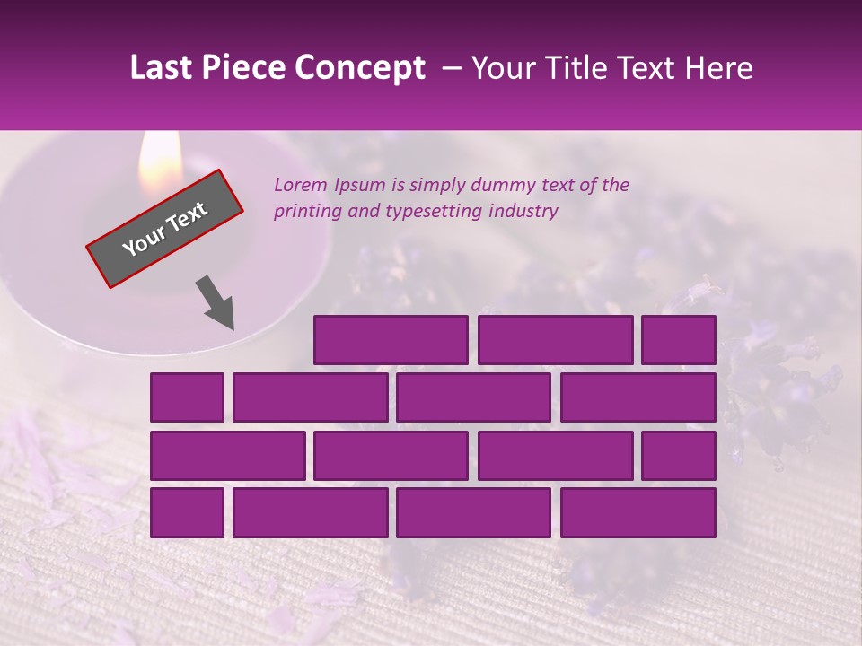 A Purple Candle And Some Lavender Flowers On A Table PowerPoint Template