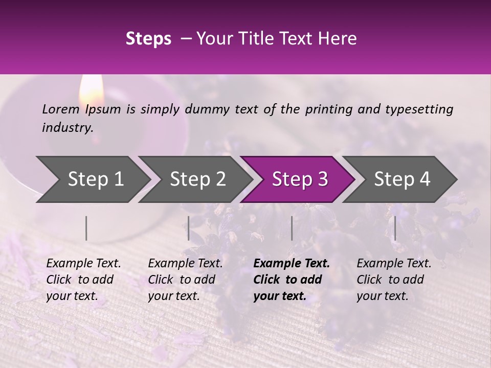 A Purple Candle And Some Lavender Flowers On A Table PowerPoint Template