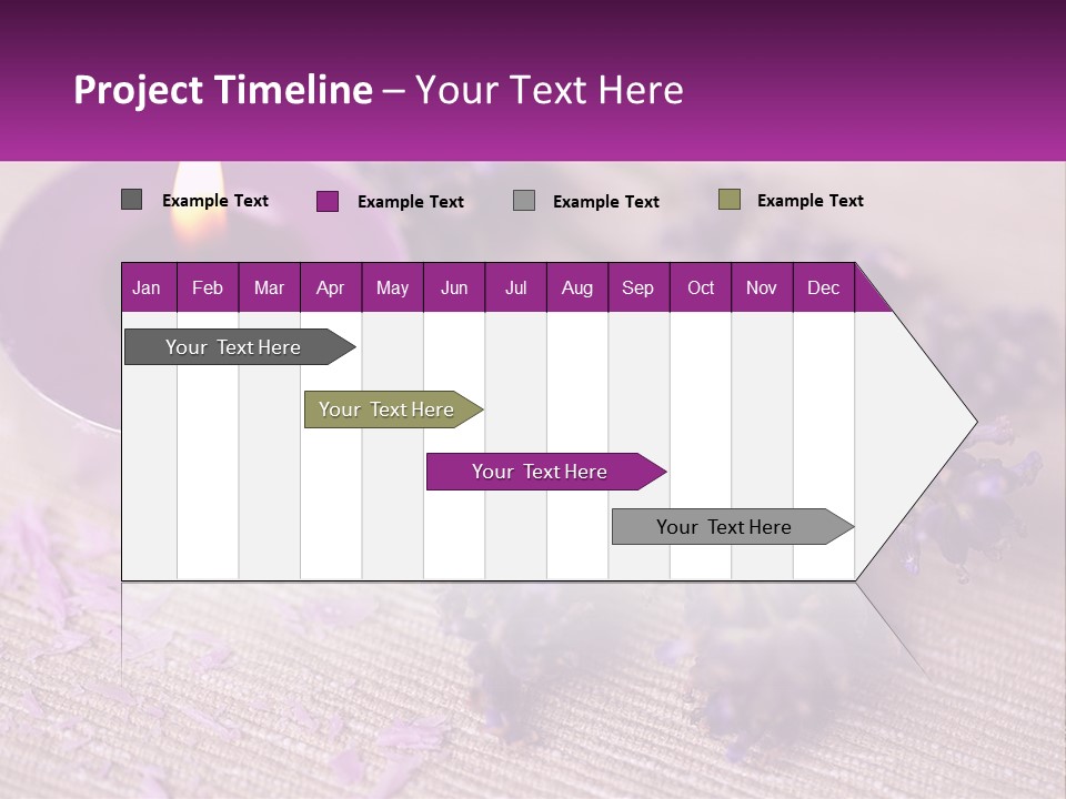 A Purple Candle And Some Lavender Flowers On A Table PowerPoint Template
