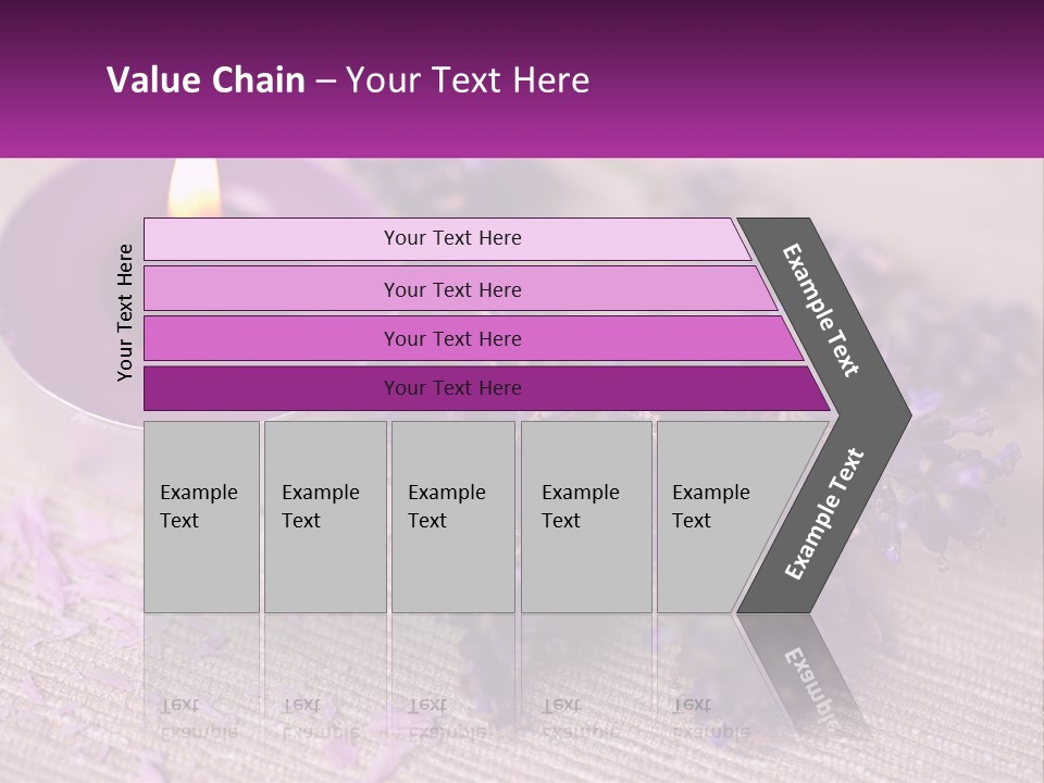 A Purple Candle And Some Lavender Flowers On A Table PowerPoint Template