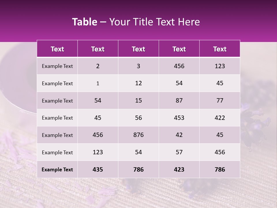 A Purple Candle And Some Lavender Flowers On A Table PowerPoint Template