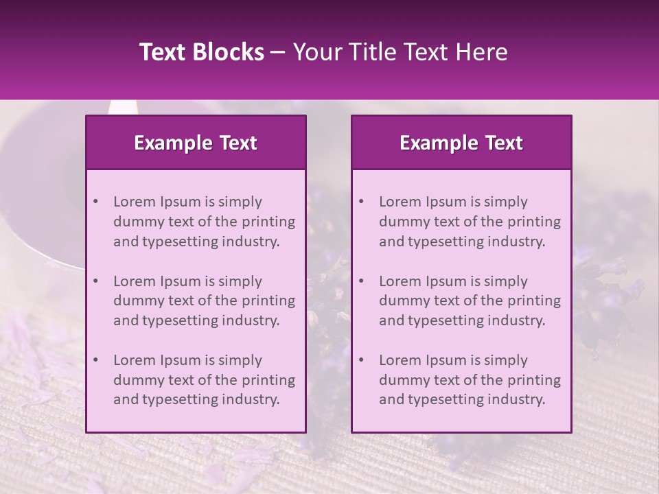 A Purple Candle And Some Lavender Flowers On A Table PowerPoint Template