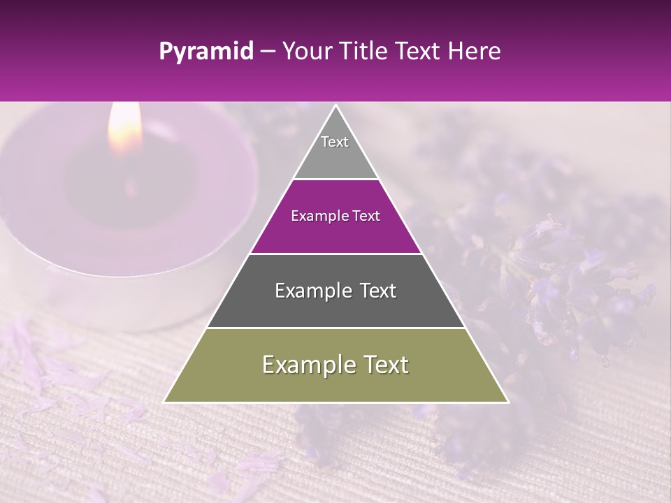 A Purple Candle And Some Lavender Flowers On A Table PowerPoint Template