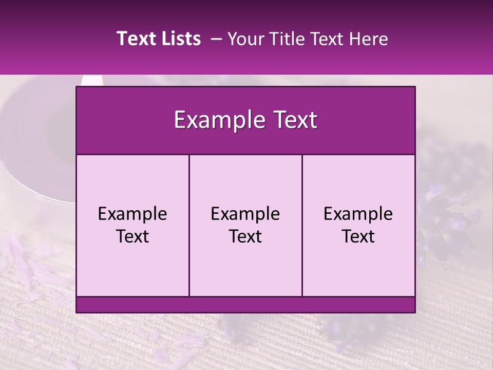 A Purple Candle And Some Lavender Flowers On A Table PowerPoint Template