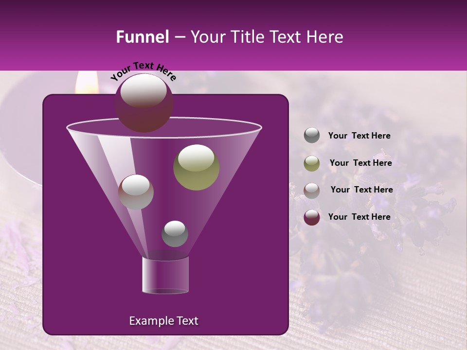 A Purple Candle And Some Lavender Flowers On A Table PowerPoint Template