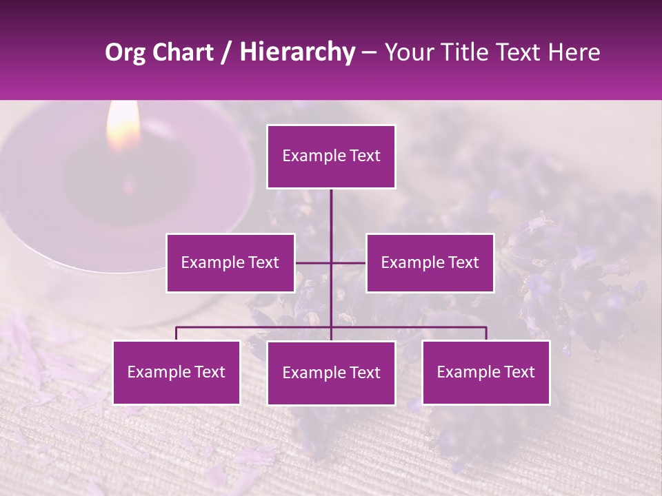 A Purple Candle And Some Lavender Flowers On A Table PowerPoint Template