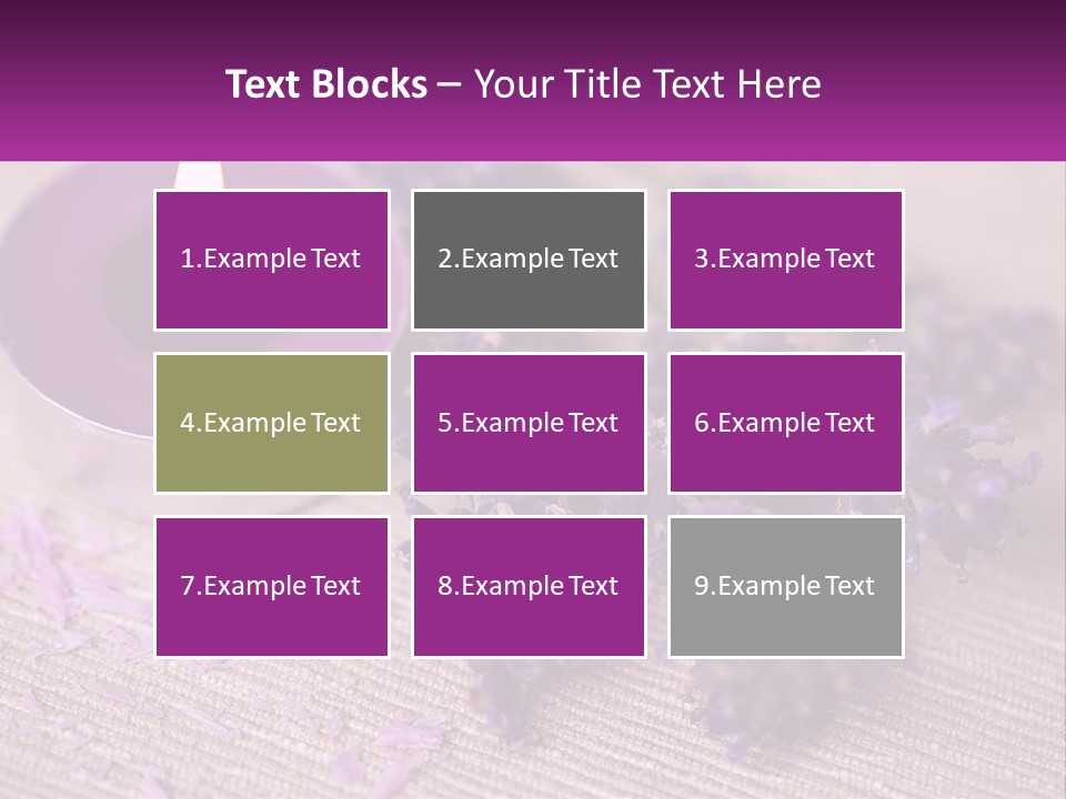 A Purple Candle And Some Lavender Flowers On A Table PowerPoint Template