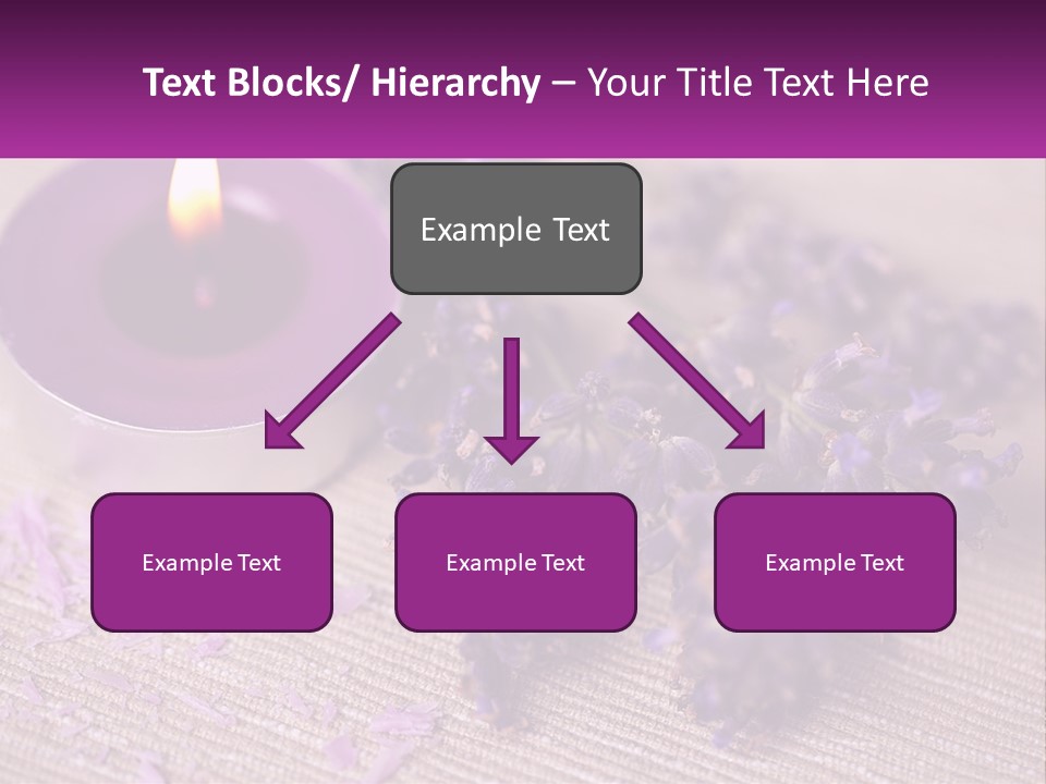 A Purple Candle And Some Lavender Flowers On A Table PowerPoint Template