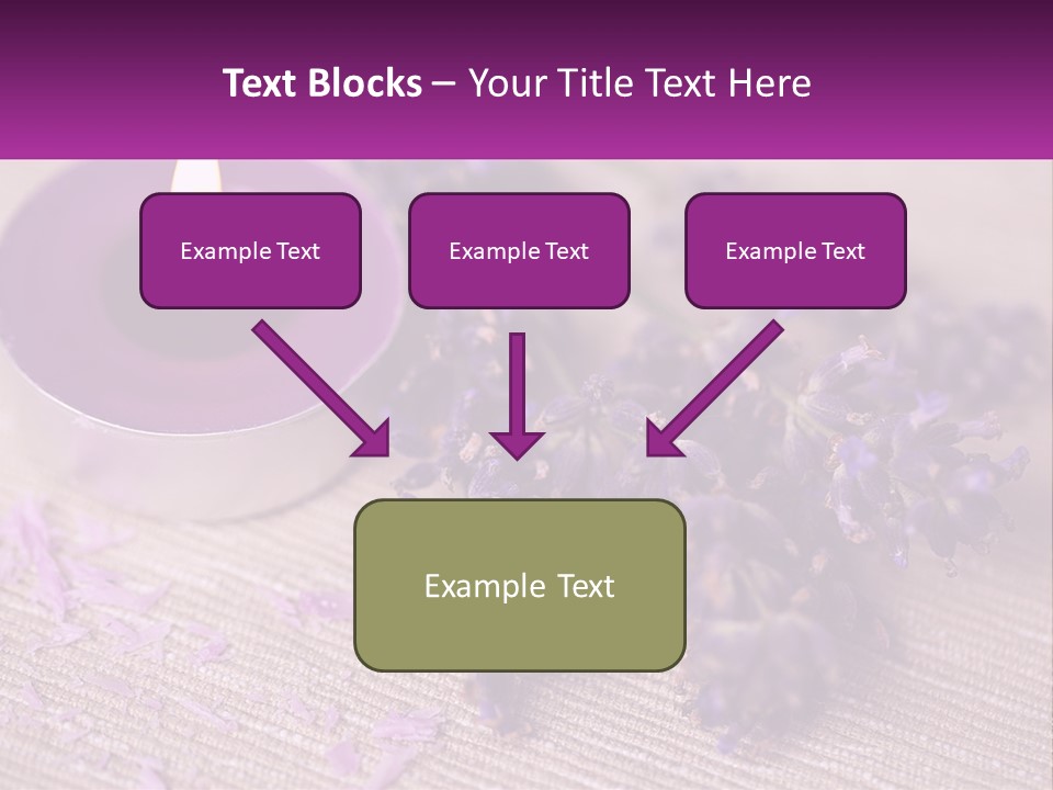 A Purple Candle And Some Lavender Flowers On A Table PowerPoint Template
