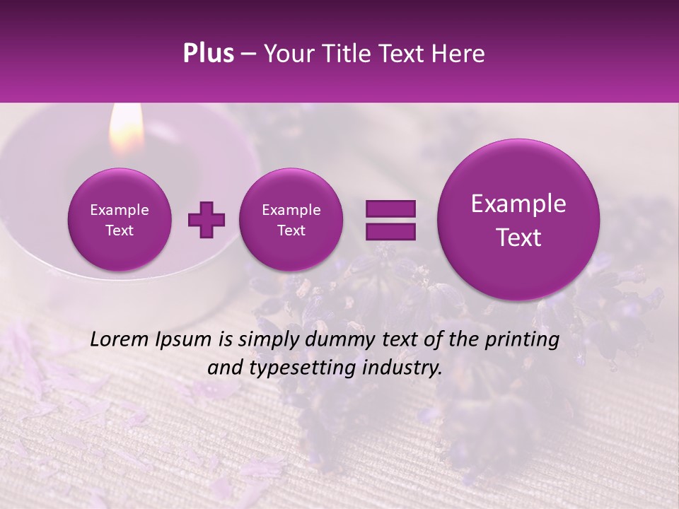 A Purple Candle And Some Lavender Flowers On A Table PowerPoint Template