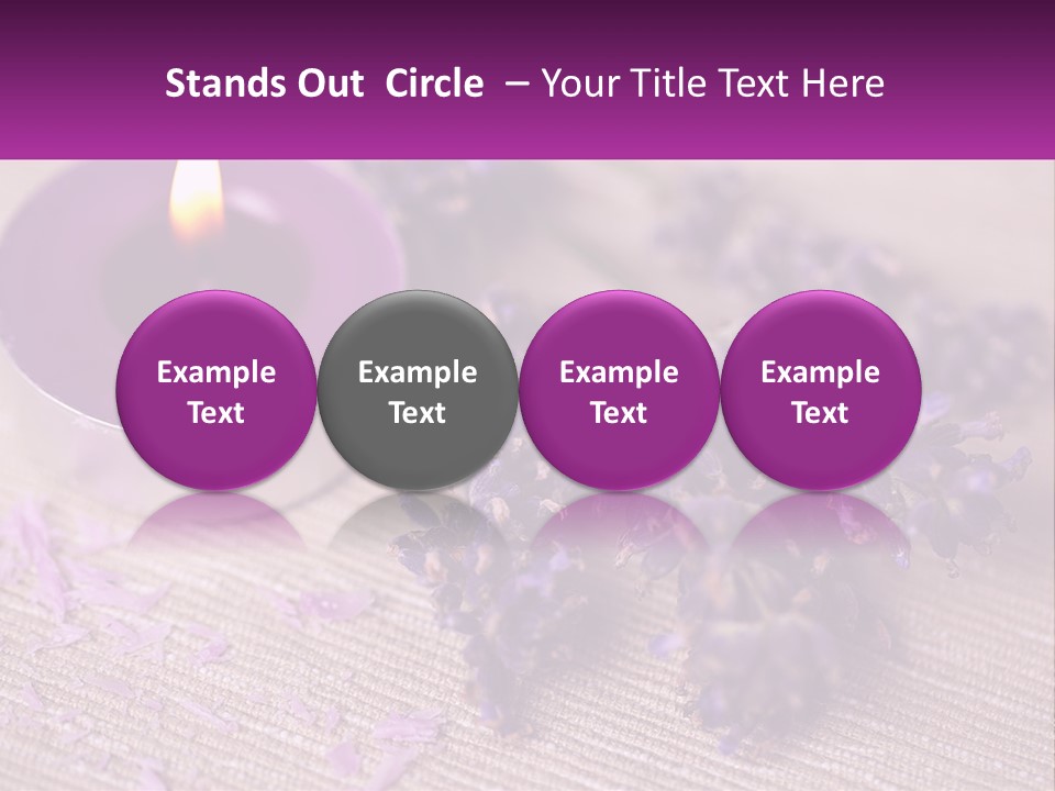 A Purple Candle And Some Lavender Flowers On A Table PowerPoint Template