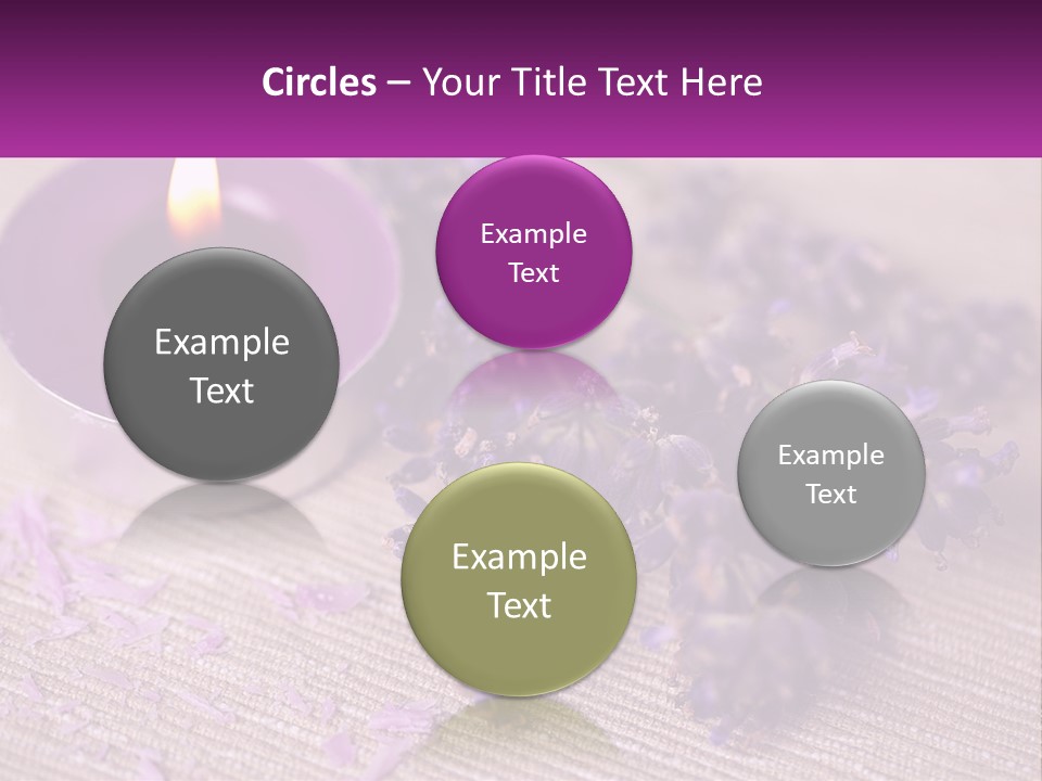 A Purple Candle And Some Lavender Flowers On A Table PowerPoint Template