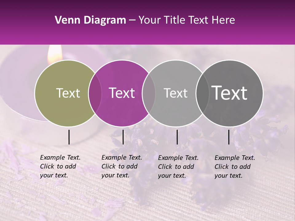 A Purple Candle And Some Lavender Flowers On A Table PowerPoint Template