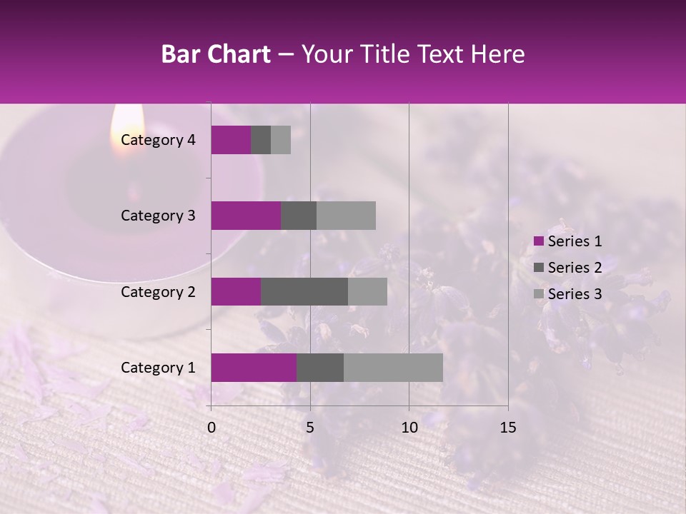 A Purple Candle And Some Lavender Flowers On A Table PowerPoint Template