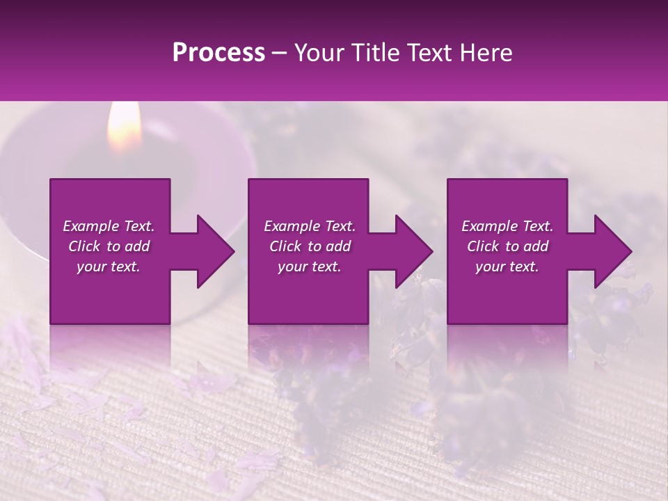 A Purple Candle And Some Lavender Flowers On A Table PowerPoint Template