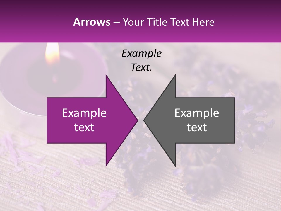 A Purple Candle And Some Lavender Flowers On A Table PowerPoint Template