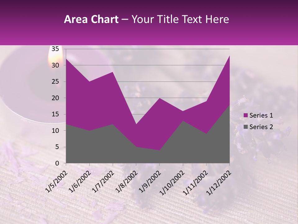 A Purple Candle And Some Lavender Flowers On A Table PowerPoint Template
