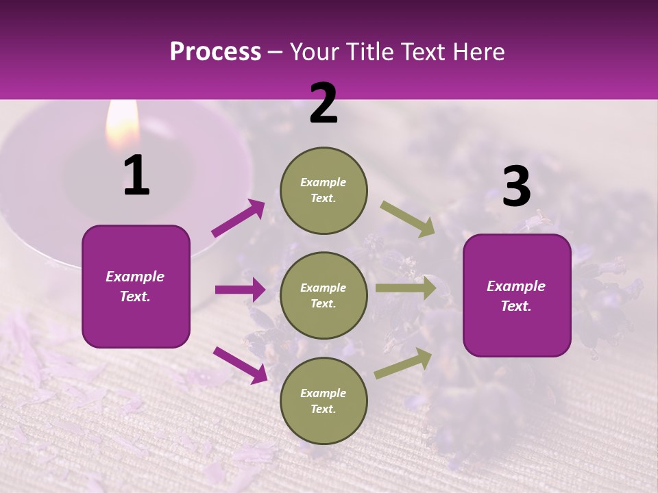 A Purple Candle And Some Lavender Flowers On A Table PowerPoint Template