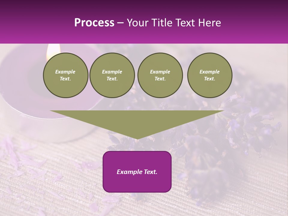 A Purple Candle And Some Lavender Flowers On A Table PowerPoint Template