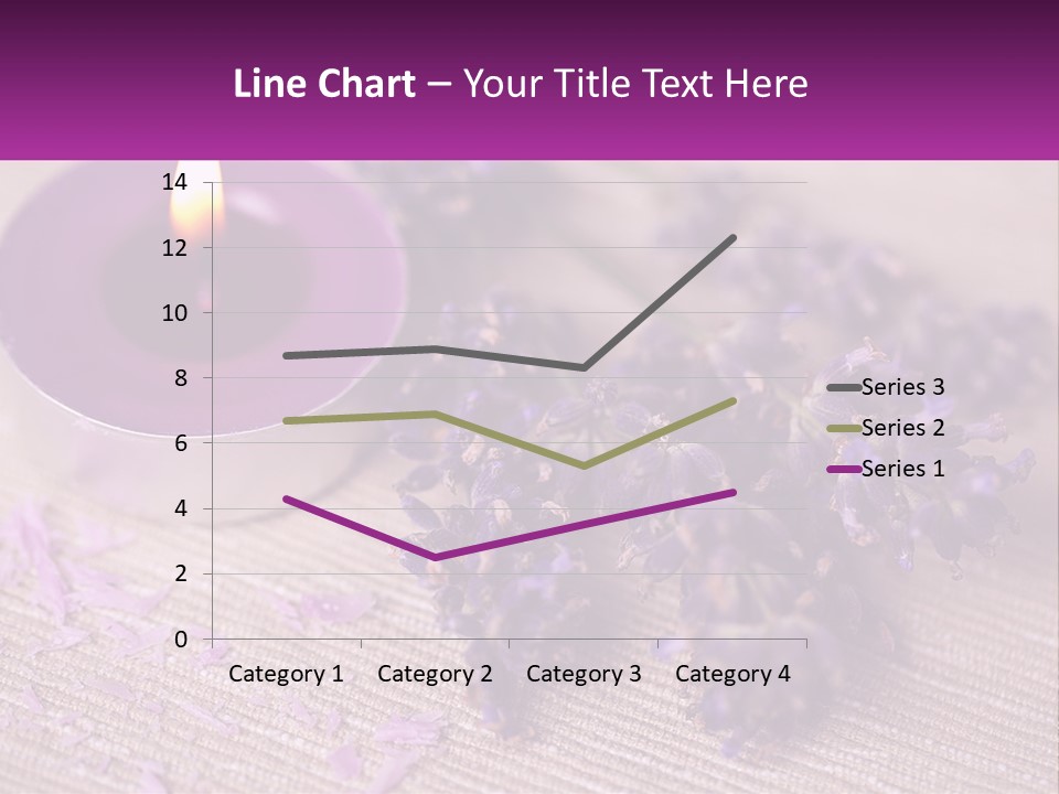 A Purple Candle And Some Lavender Flowers On A Table PowerPoint Template