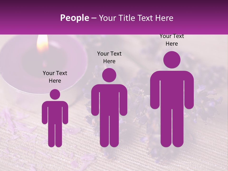 A Purple Candle And Some Lavender Flowers On A Table PowerPoint Template