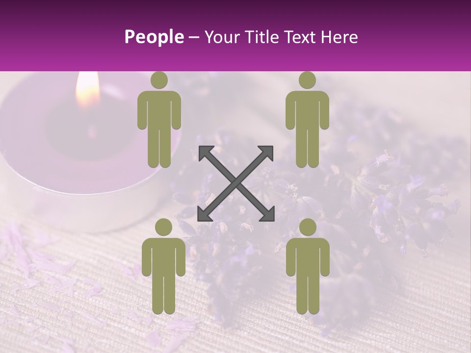 A Purple Candle And Some Lavender Flowers On A Table PowerPoint Template