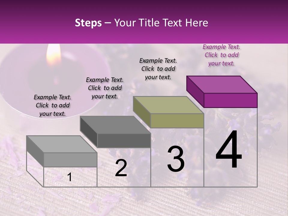 A Purple Candle And Some Lavender Flowers On A Table PowerPoint Template
