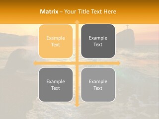 A Sunset Over The Ocean With A Cross On Top Of It PowerPoint Template