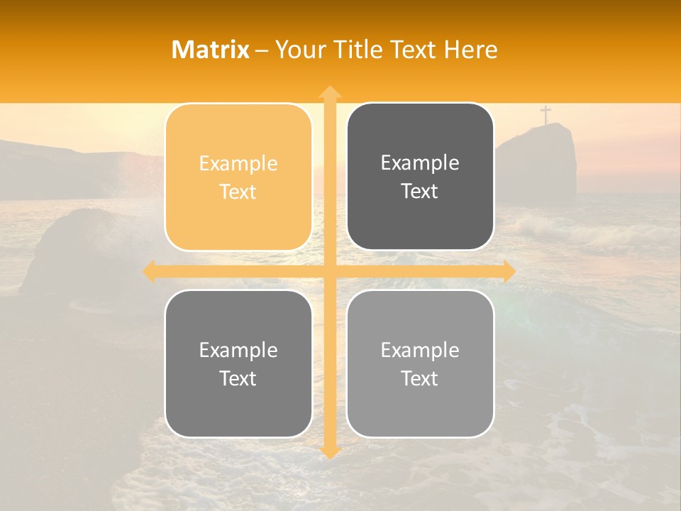 A Sunset Over The Ocean With A Cross On Top Of It PowerPoint Template
