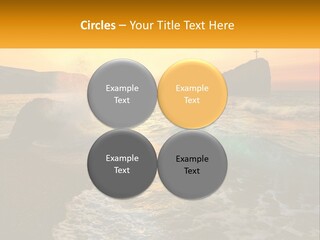 A Sunset Over The Ocean With A Cross On Top Of It PowerPoint Template