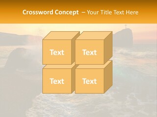 A Sunset Over The Ocean With A Cross On Top Of It PowerPoint Template