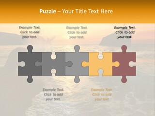 A Sunset Over The Ocean With A Cross On Top Of It PowerPoint Template