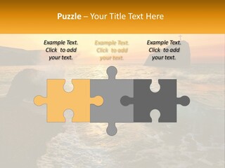 A Sunset Over The Ocean With A Cross On Top Of It PowerPoint Template