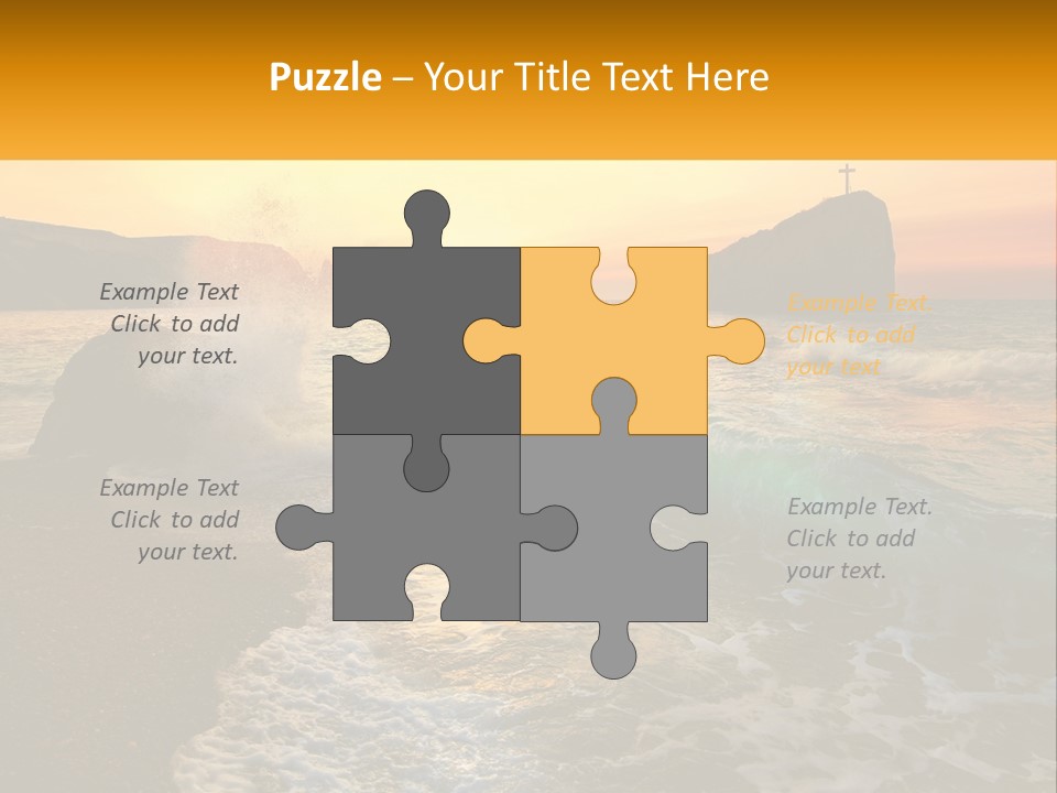 A Sunset Over The Ocean With A Cross On Top Of It PowerPoint Template