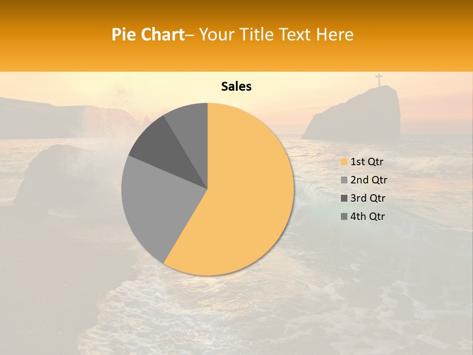 A Sunset Over The Ocean With A Cross On Top Of It PowerPoint Template