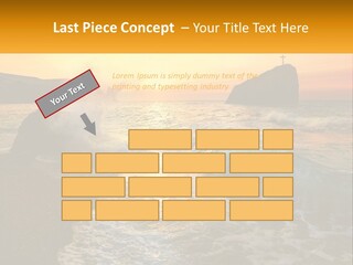 A Sunset Over The Ocean With A Cross On Top Of It PowerPoint Template