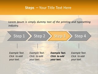 A Sunset Over The Ocean With A Cross On Top Of It PowerPoint Template