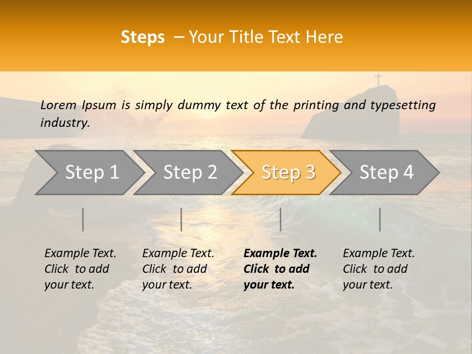 A Sunset Over The Ocean With A Cross On Top Of It PowerPoint Template