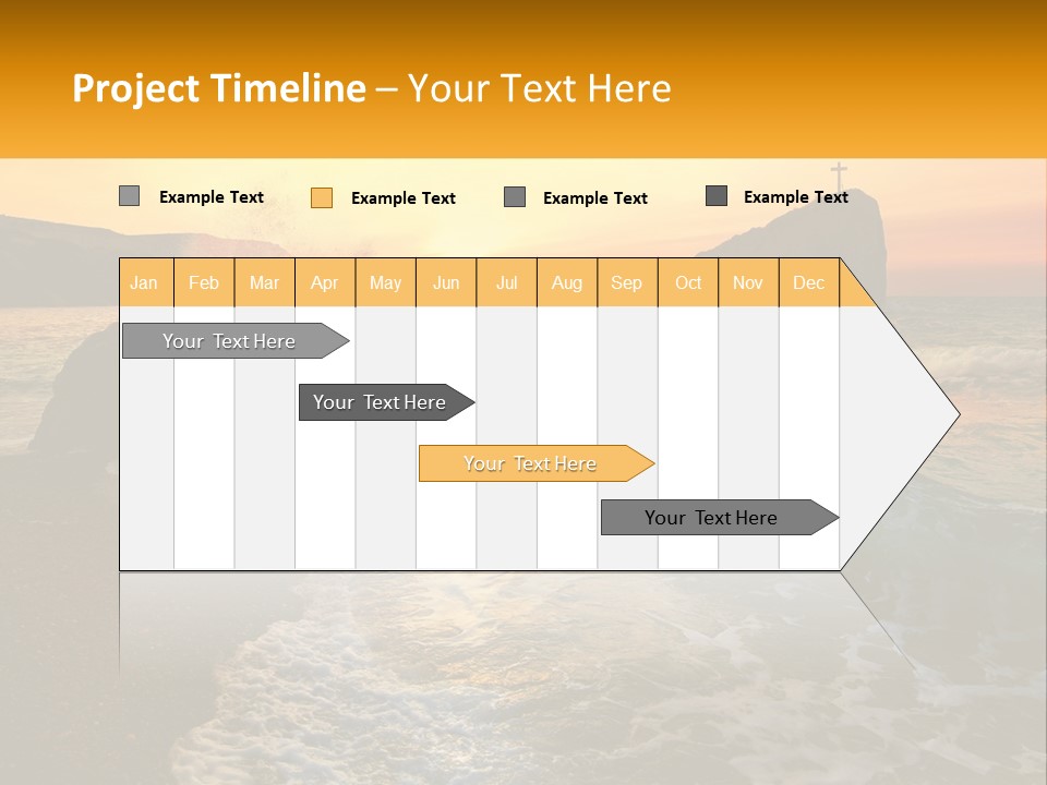 A Sunset Over The Ocean With A Cross On Top Of It PowerPoint Template