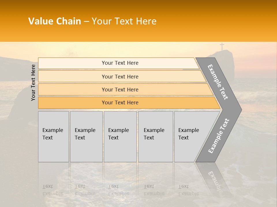 A Sunset Over The Ocean With A Cross On Top Of It PowerPoint Template