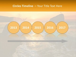 A Sunset Over The Ocean With A Cross On Top Of It PowerPoint Template