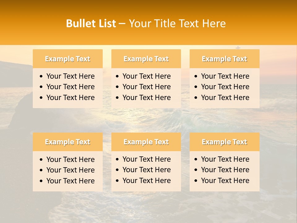 A Sunset Over The Ocean With A Cross On Top Of It PowerPoint Template