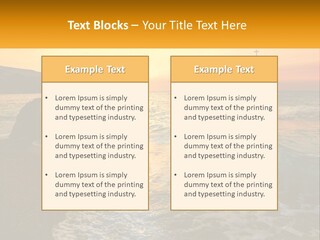 A Sunset Over The Ocean With A Cross On Top Of It PowerPoint Template