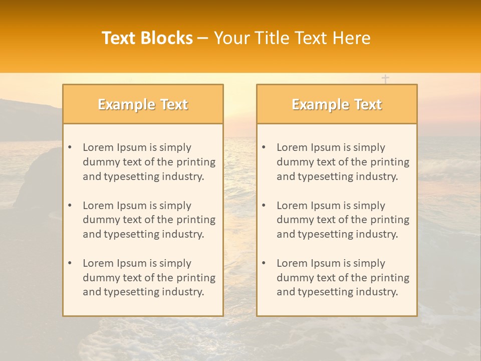 A Sunset Over The Ocean With A Cross On Top Of It PowerPoint Template